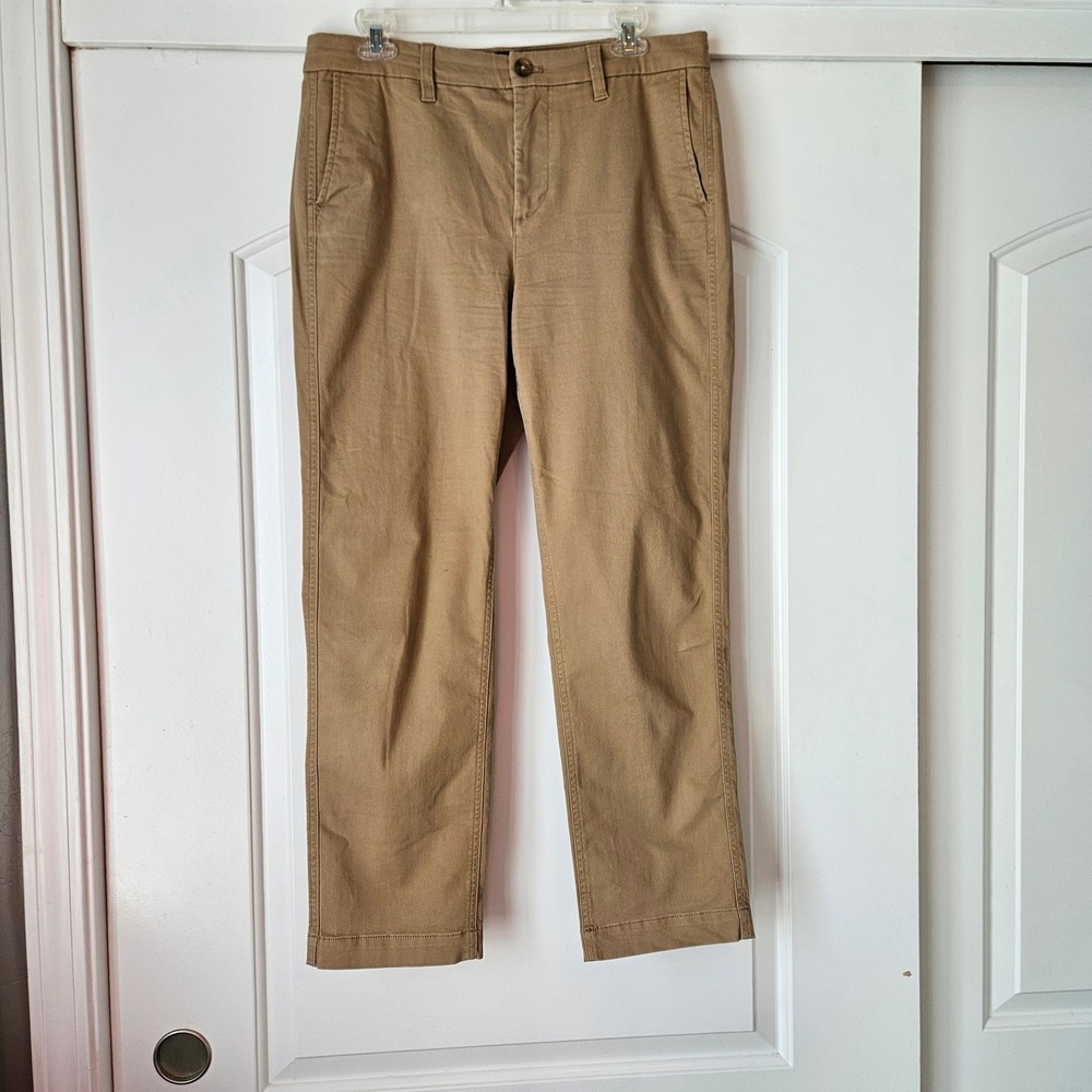 J Crew High Rise Girlfriend Chino‎ Pants Khaki Size 8 Preppy Old Money Capsule